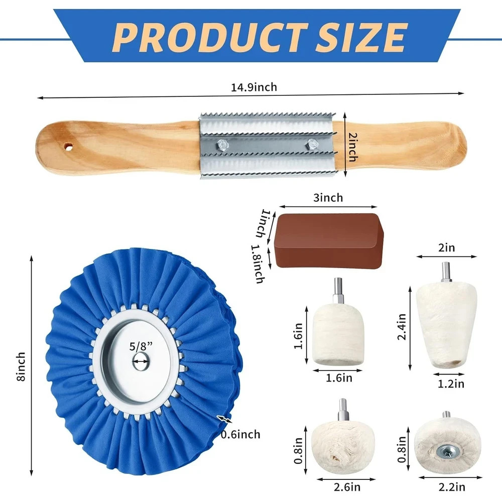 12 Pcs Airway Buffing Polishing Wheel Kit 8 Inch Aluminum Polishing Wheel