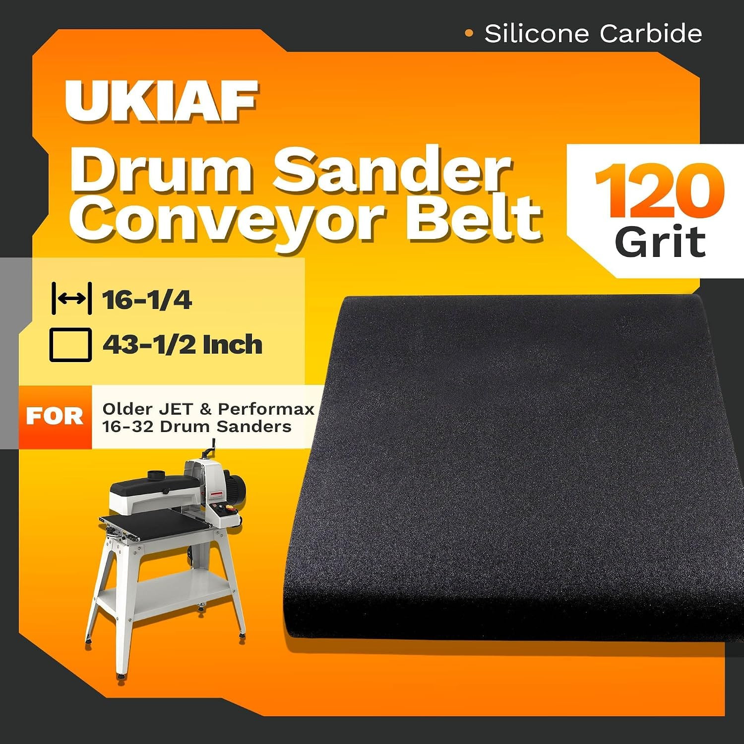 16-1/4 X 43-1/2 Inch 120 Grit Silicone Carbide Drum Sander Conveyor Belt Feed