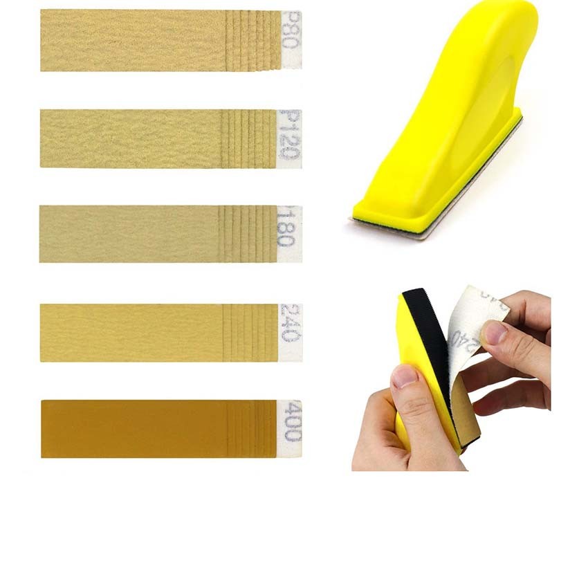 30*93mm Sandpaper kit Self-Adhesive Woodwork Sanding Polishing Pad Manual Tray