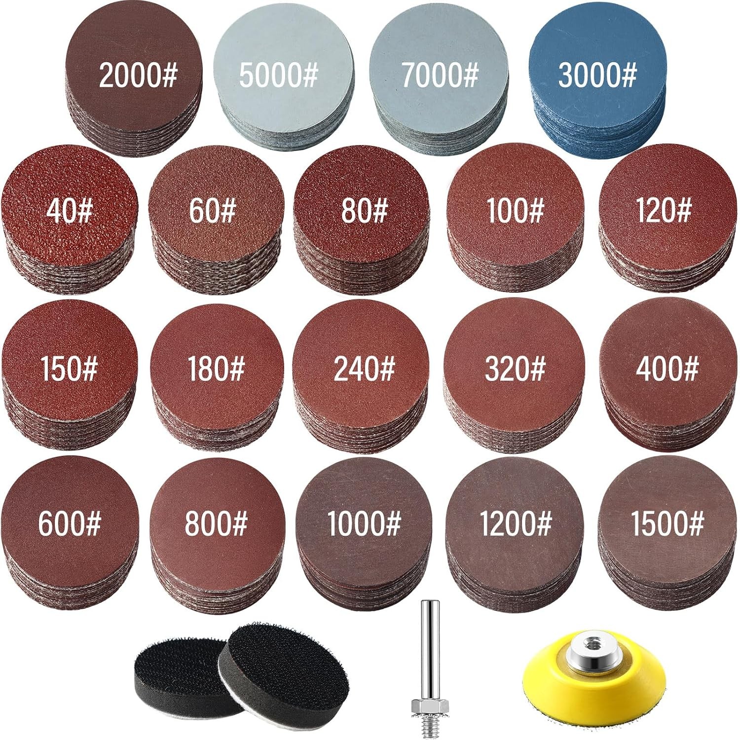 2 Inch Jetec Sanding Discs Pads with 1/4 Inch Shank Backing Pad Inch Sanding