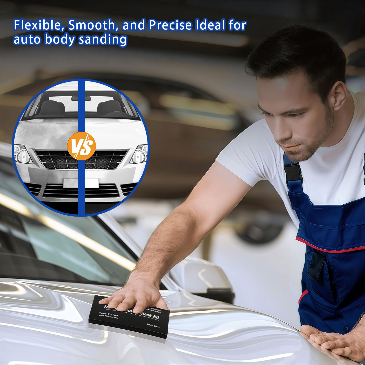 7Pc Sanding Block Kit Flexible EVA Foam Wet or Dry for Automotive or Woodwork