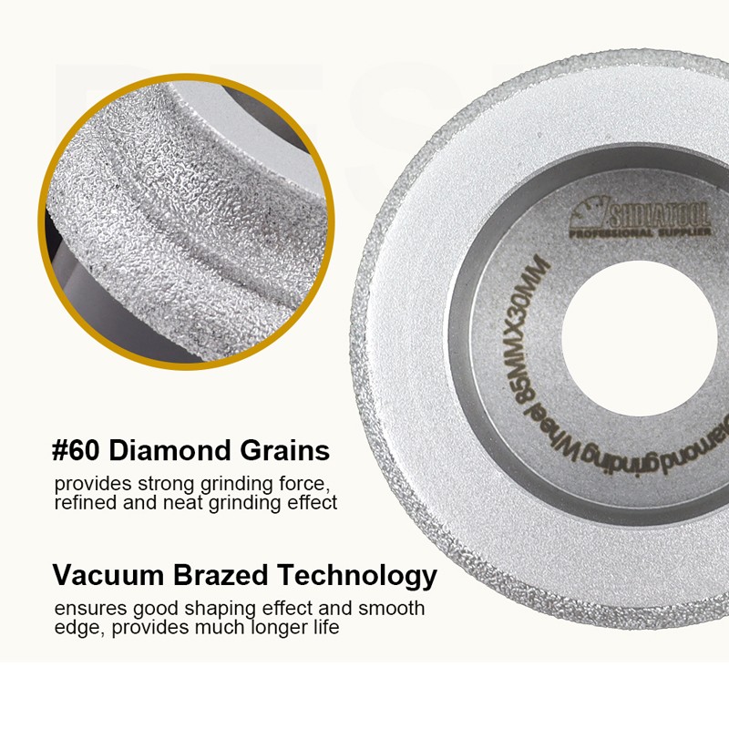 Diamond Vacuum Brazed Grinding Milling Chamfer Bits 3-3/8″ Granite Marble 85mm