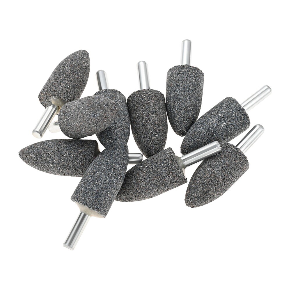 10PC Cone Shape Grinding Stones 20mm Aluminium Oxide Fit Electric Rotary Tool