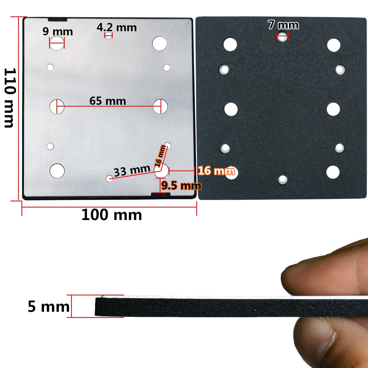 Square Sander Pads 1/4 Sheet Finish Replacement Pad for Double
