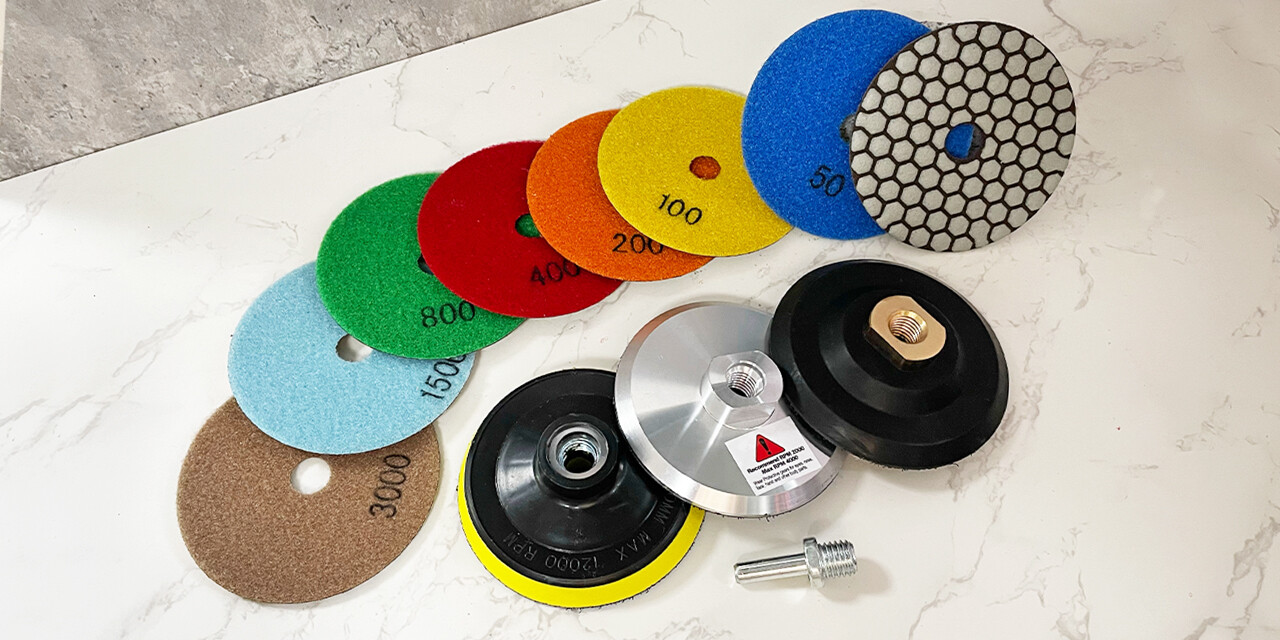 7pcs 4inch Dry Diamond Polishing Pad Set for Stone Marble #50-#3000 Grit