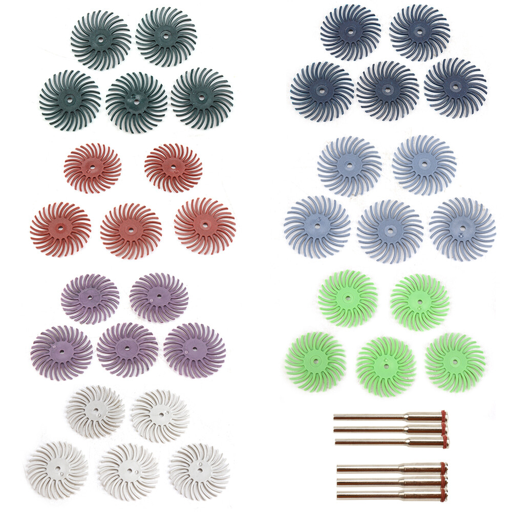 25mm Radial Bristle Disc Kit Abrasive Brush 1/8″ 3 2.35mm Shank Detail Polishing