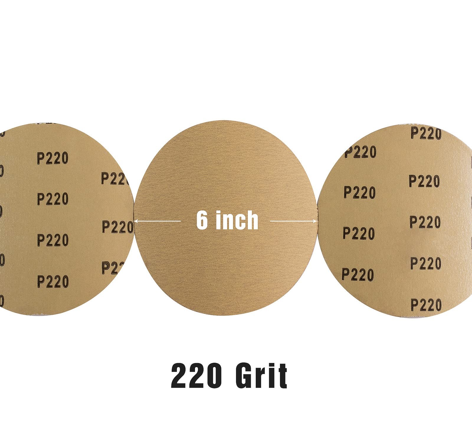 100 PCS 6 Inch 220 Grit Sanding Discs, Self Adhesive, Stickyback, Drill Sander