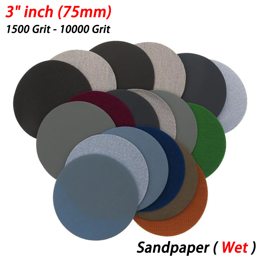 3″ inch 75mm Flocking Sandpaper Hook & Loop Wet Use Sanding Paper 800-10000 Grit