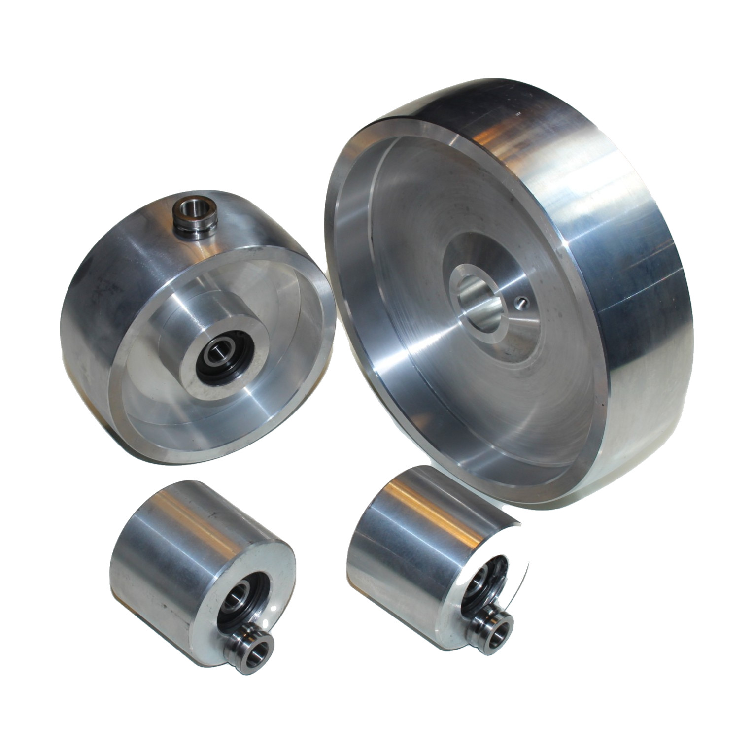 Belt Grinder wheel set – 200 mm Drive-28 mm shaft – 130 mm tracking- 65 mm Idler