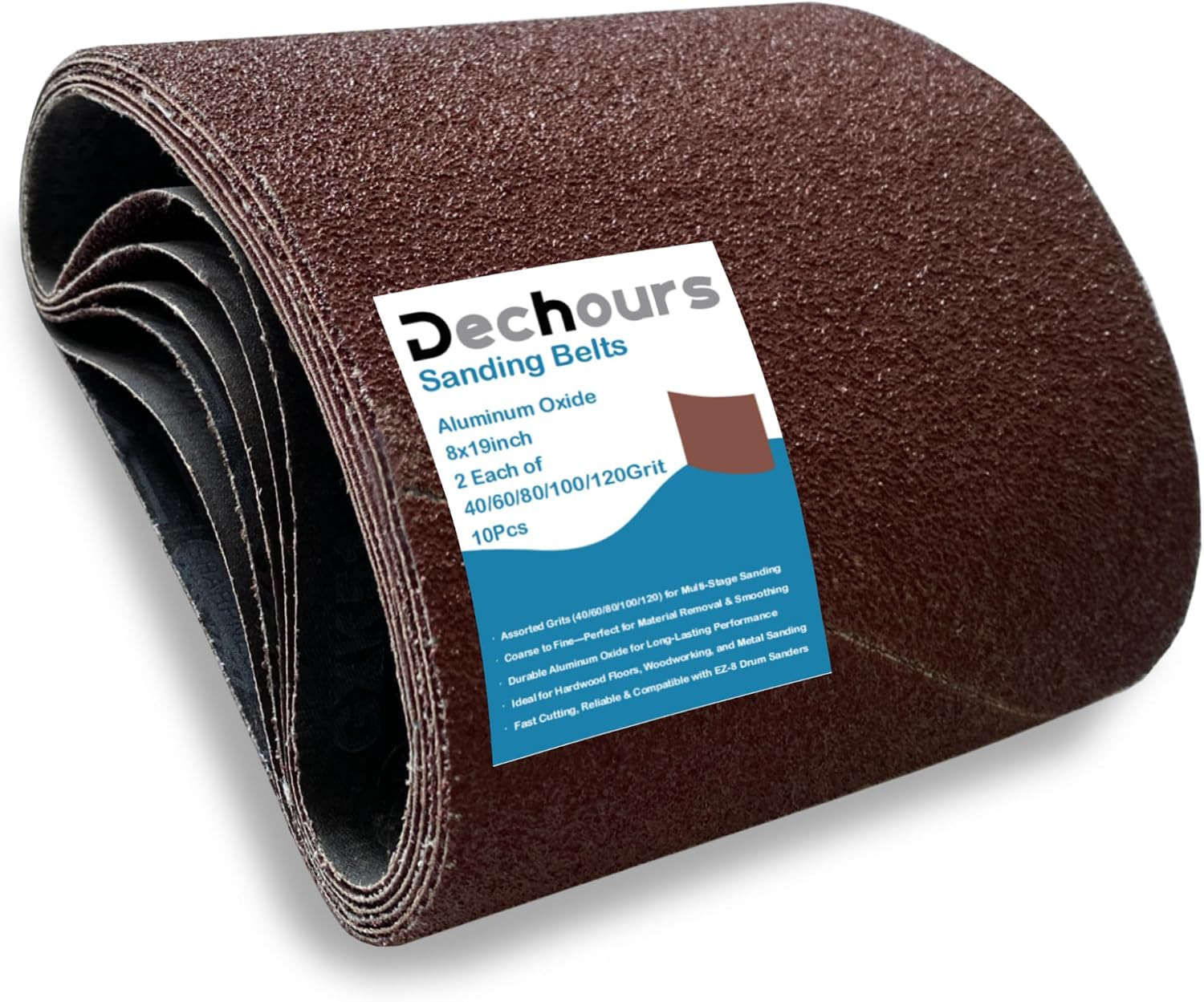 Sanding Belts Assorted Grits 40 60 80 100 120 10 Pack for Drum Sander Floors
