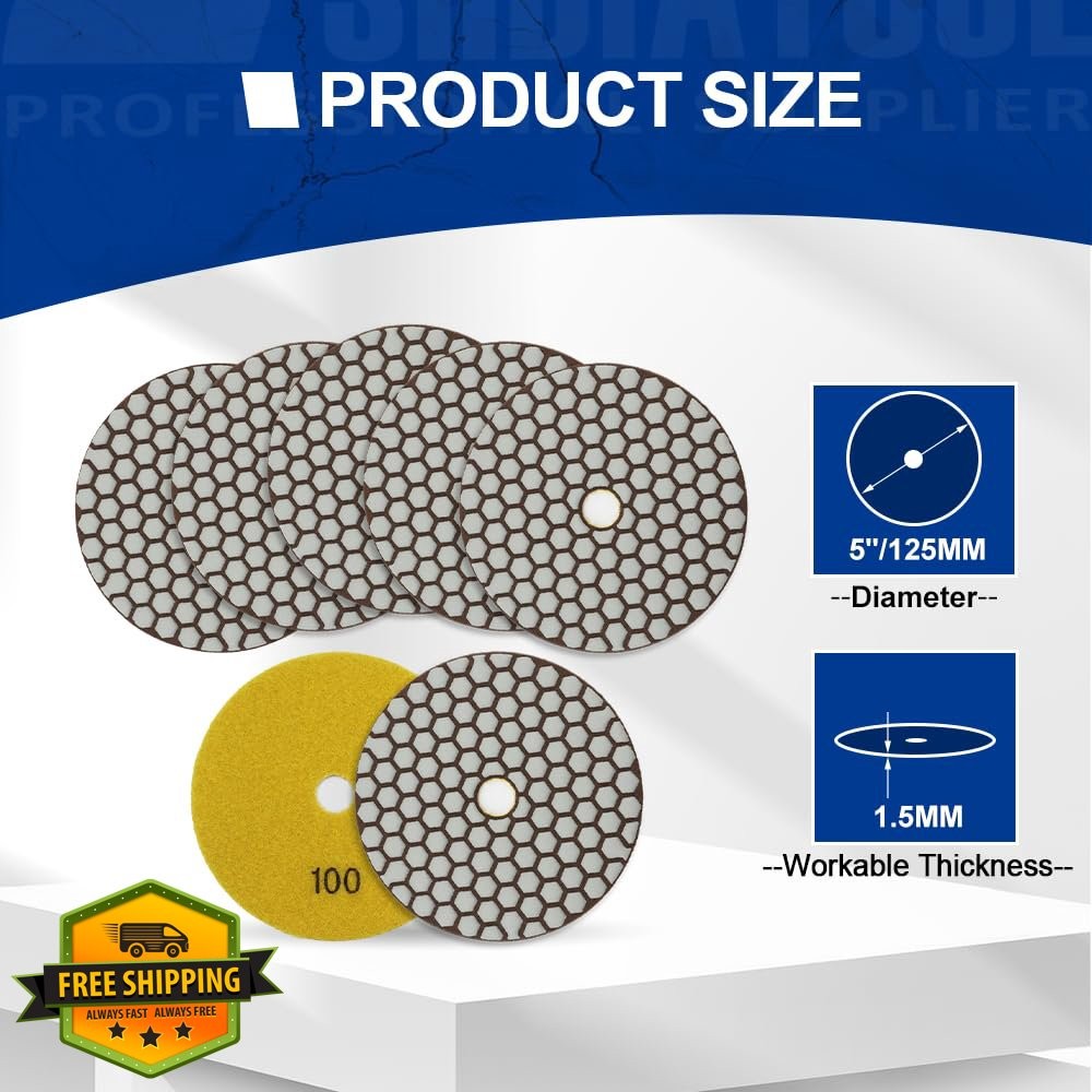 SHDIATOOL 5″ Diamond Grit 100 Pads