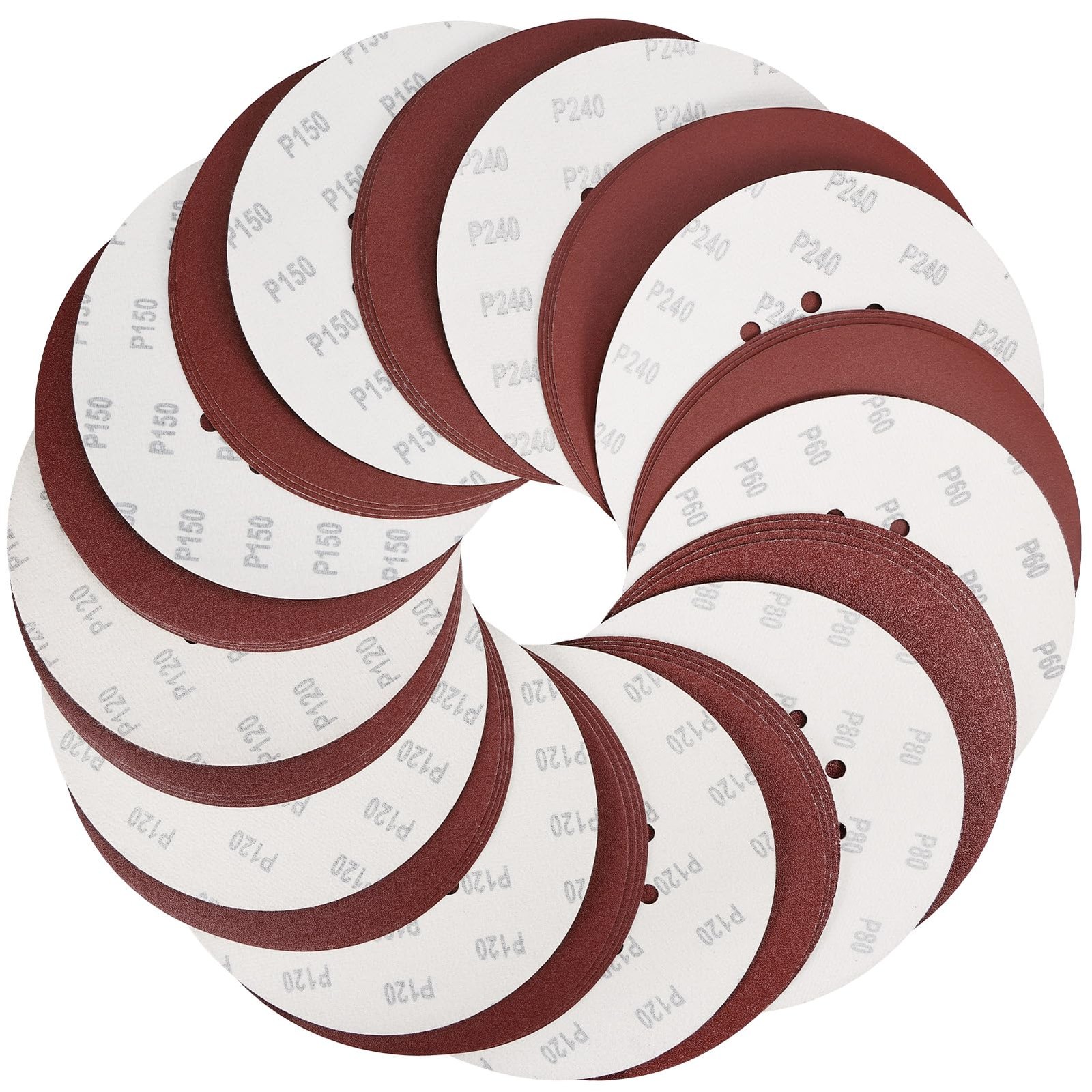 50Pk 9 Inch 10 Hole Hook and Loop Sanding Disc Aluminum Oxide Drywall Sandpaper