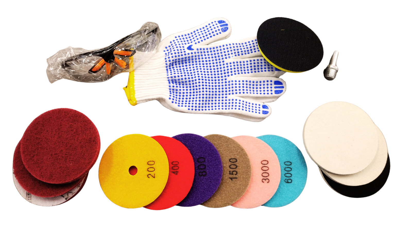 VISCOO Diamond 4″ Polishing Pad Kit w/Backing Pad 16 pc Kit