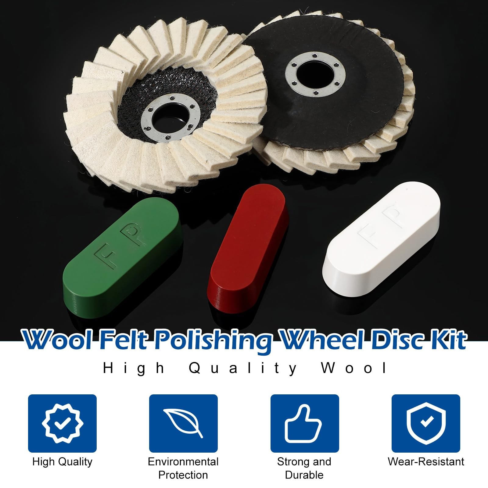 8 Pcs Wool Polishing Wheel Disc and Polishing Compounds Set Includes 5 Thicke…