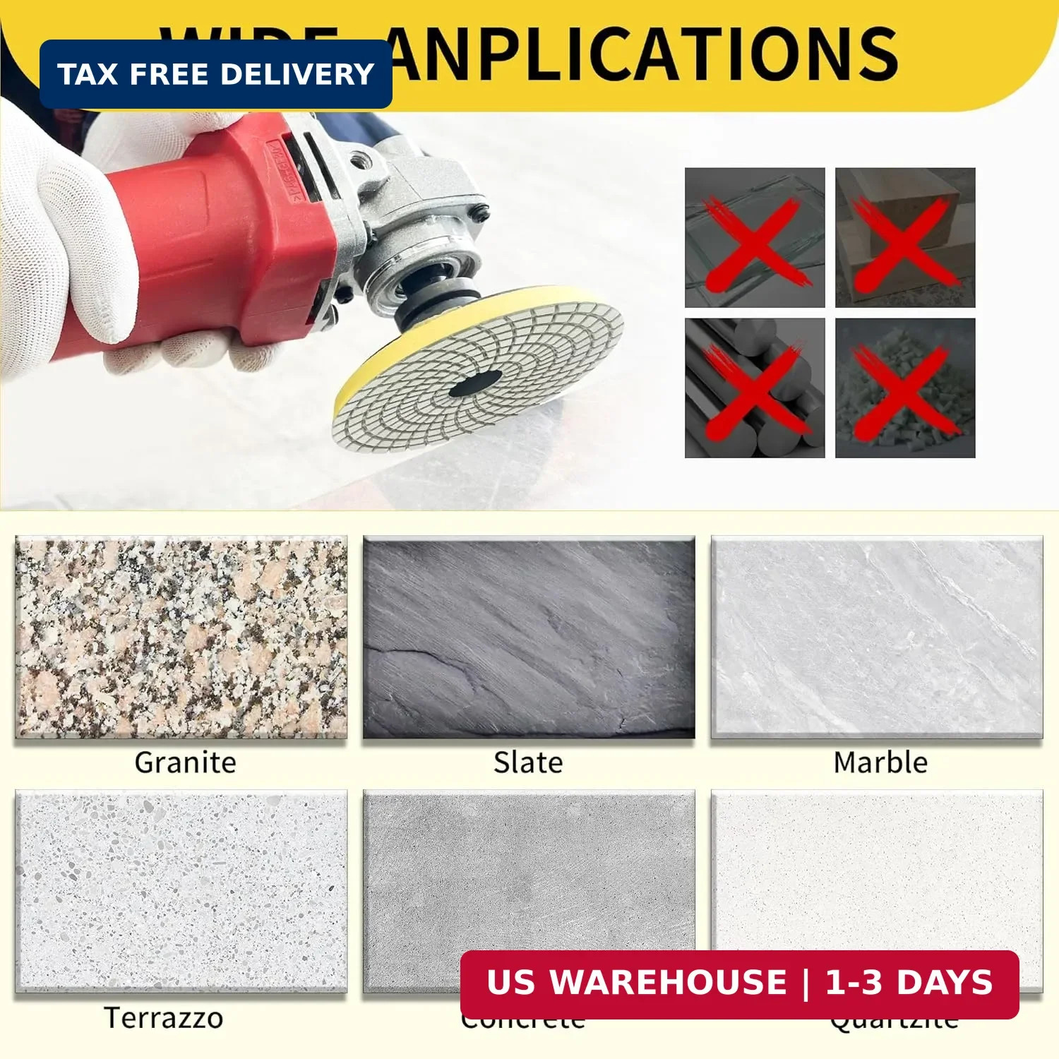 3 Inch Diamond Polishing Pads Tile Stone Diamond Sanding Pads Kit Including 5/8-