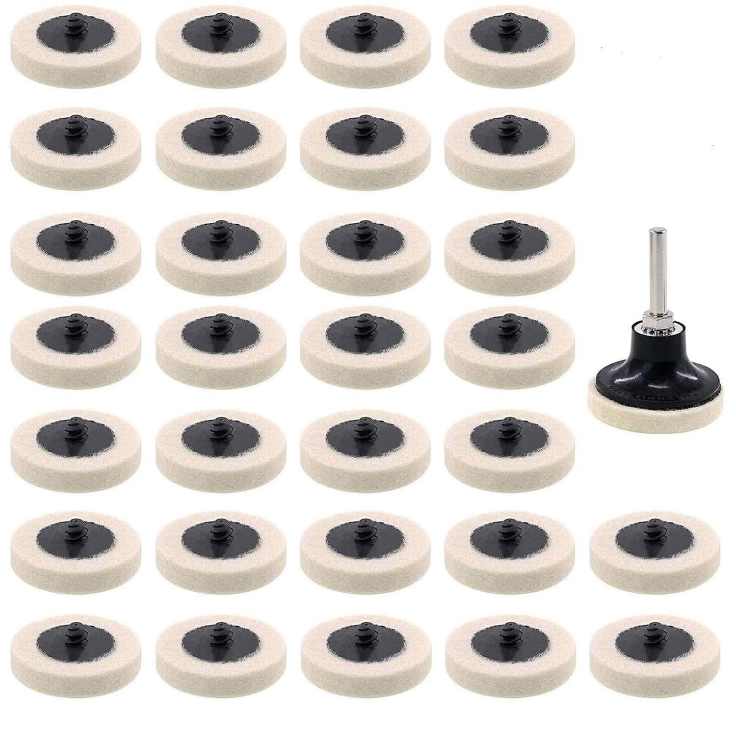 30 Pcs 2″ Compressed Wool Fabric Quick Change Disc Polishing Buffing Pads Wheels