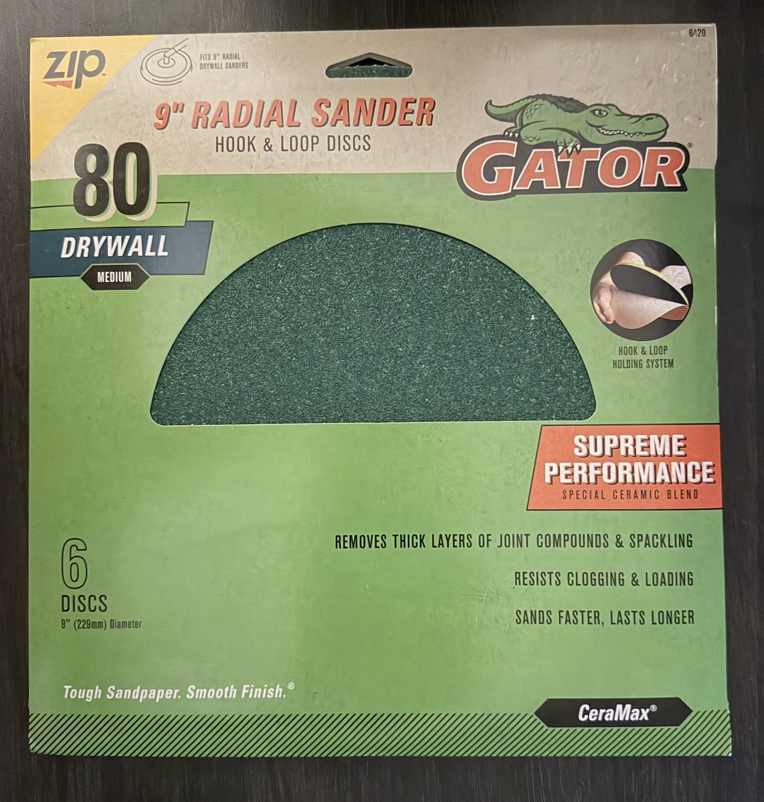 Gator 6420GA Hook and Loop Drywall Sanding Discs Medium 80-Grit Radial Sander, 9
