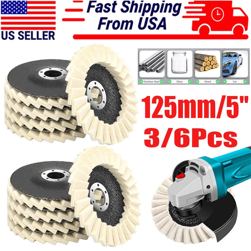 5″ Wool Felt Flap Disc Metal working Polishing Buffing Wheel For Angle Grinder