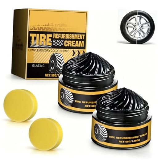 2PCS Car Tire Shine with Sponge, Wheel Shine Tire Polishing Paste, Tire