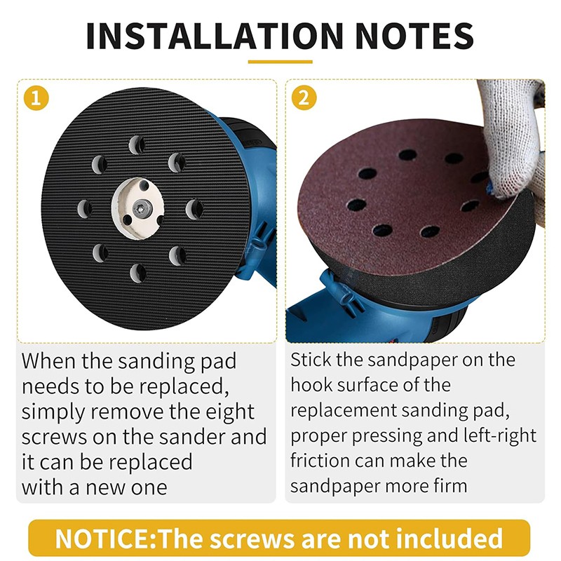 2X 5″ 8-Hole Hook&Loop Sander Pad For Bosch RS032 RS031 3107DVS 3725DVS 3725DEVS