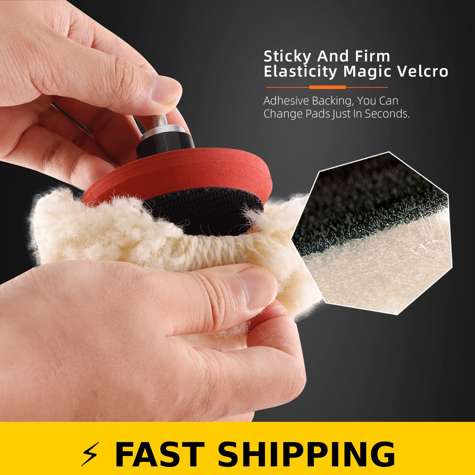 SPTA 3 Inch Wool Polishing Pad Set – 5 Pcs with Backing Pad