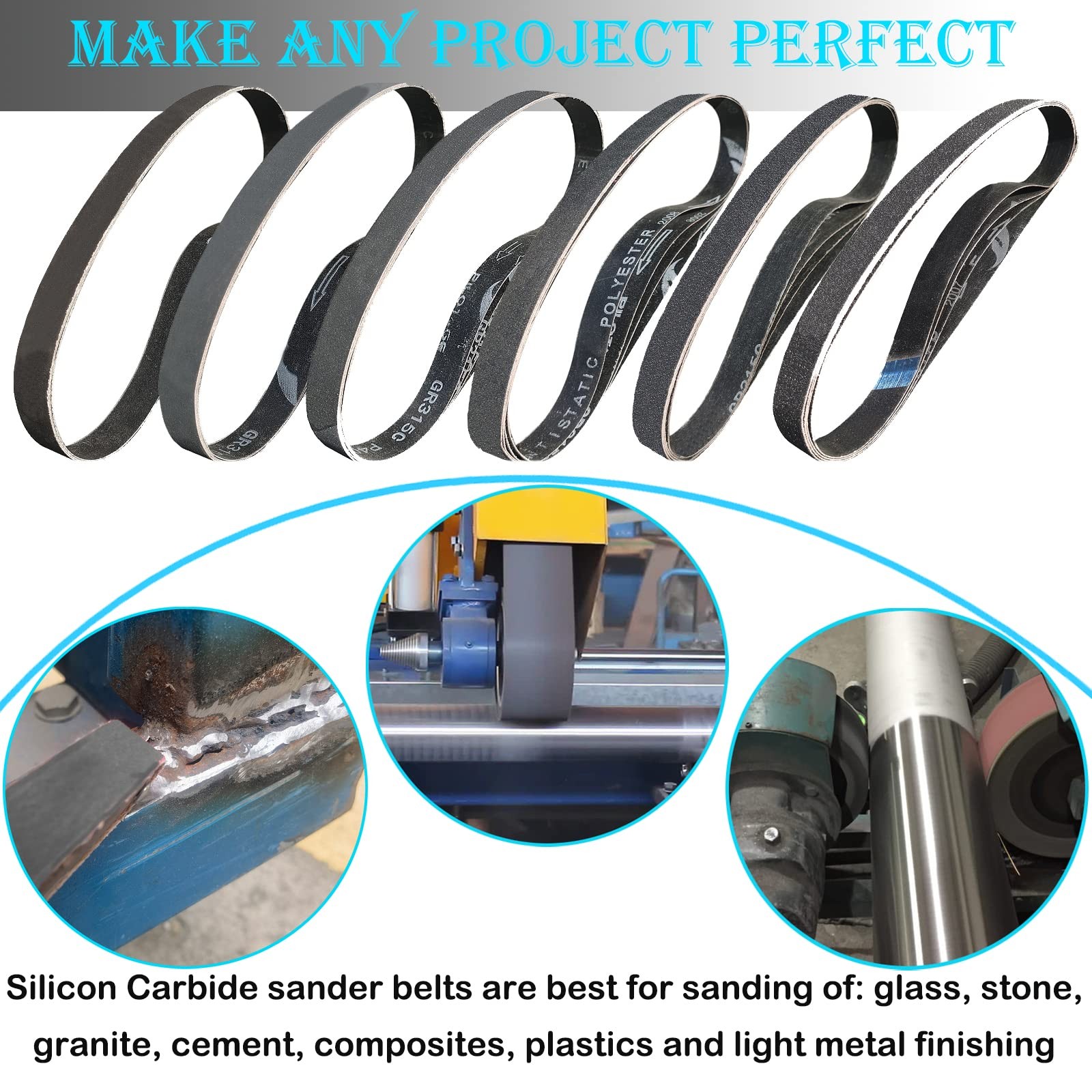 18 PCS 1×42 Inch Silicon Carbide Sanding Belts, 80-1000 Grit Assortment