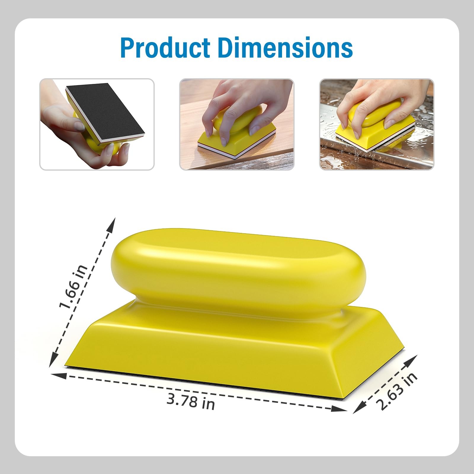 Hook & Loop Sanding Pad Holder, Hand Sanding Block with Ergonomic Grip for Sa…