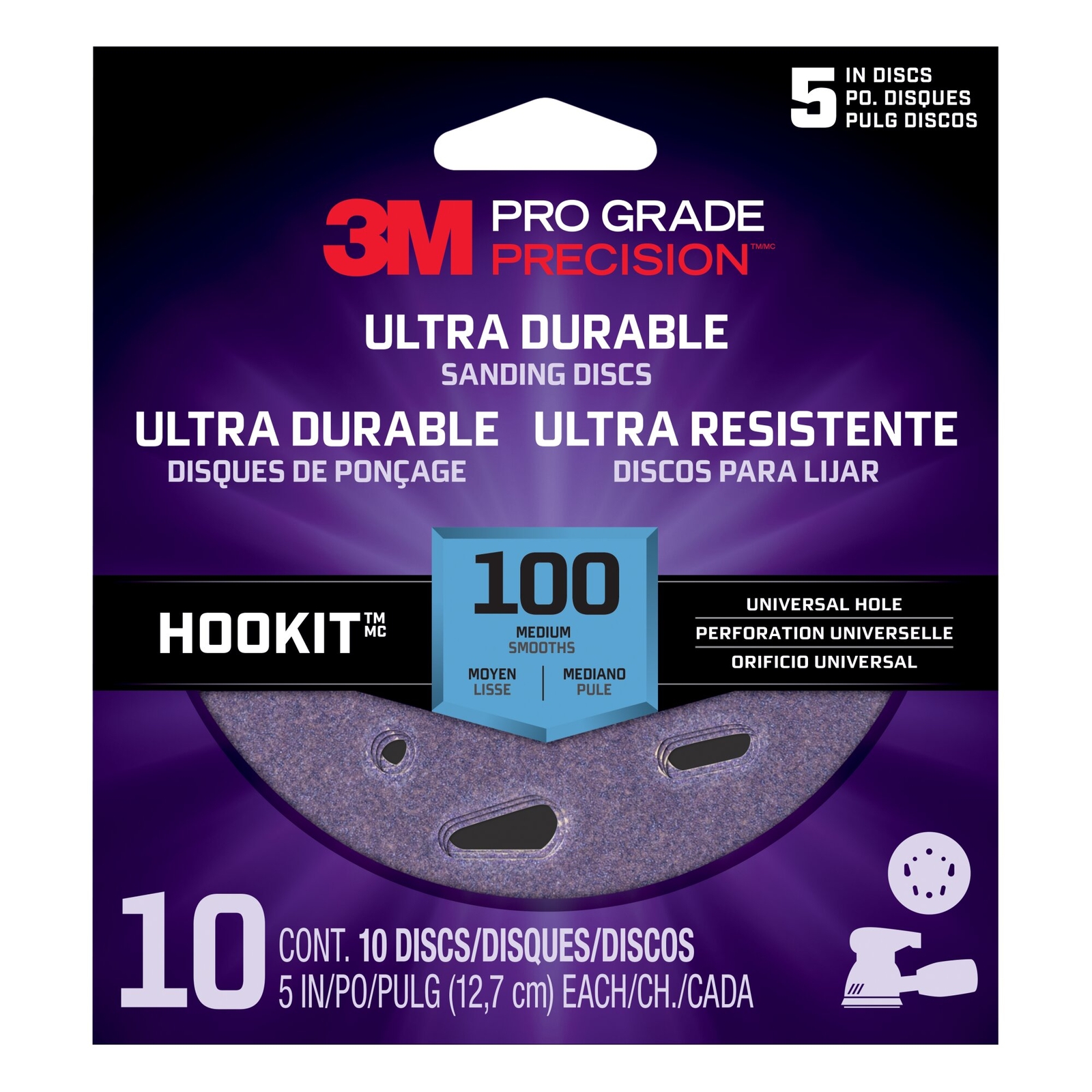 3M Pro Grade Precision Ultra Durable Universal Hole Sanding Disc,DUH5100TRI-10I