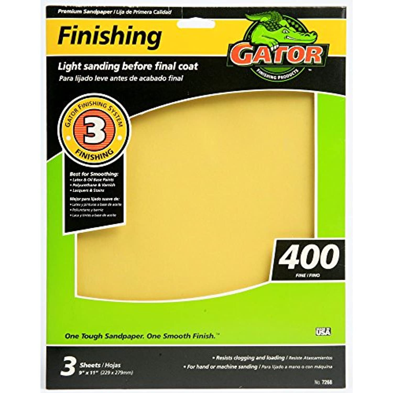 NORTON ABRASIVES/ST GOBAIN 400 Grit Sandpaper Sheet (3 Pack), 9″ x 11″