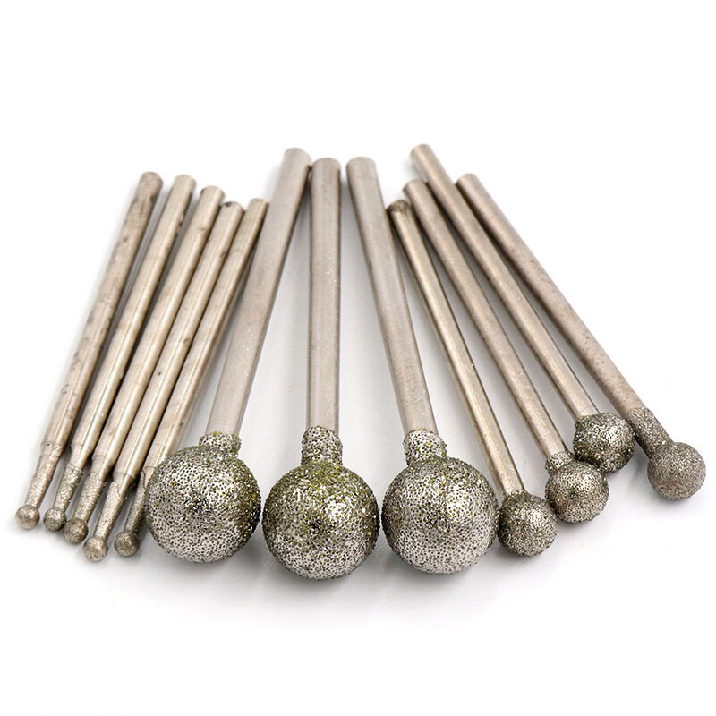 2.35/3mm Shank Ball-shaped Grinding Heads Burr Drill Bits Jade Carving Tools