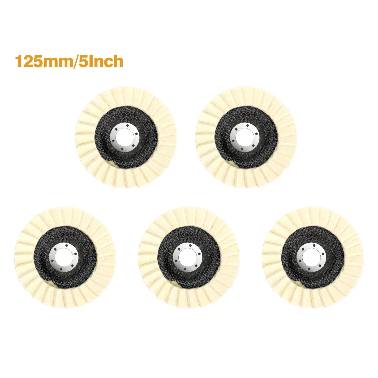 5pcs 5″ Wool Polishing Wheels Buffer Pads Flap Felt Polishing Finishing Disc