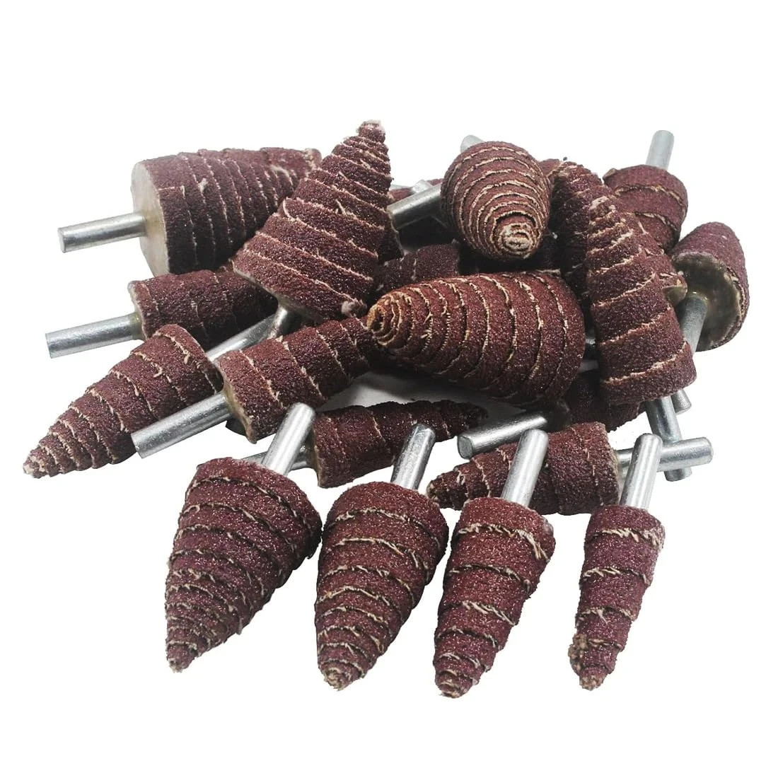 20 Pcs Cone Shape Sandpaper Deburring Sanding Polishing Flap Wheel 1/4 Shank