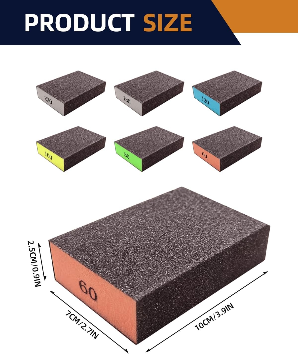12-Pack Sanding Sponge Set, Sanding Block Assorted Grit 60/80/100/120/180/220,