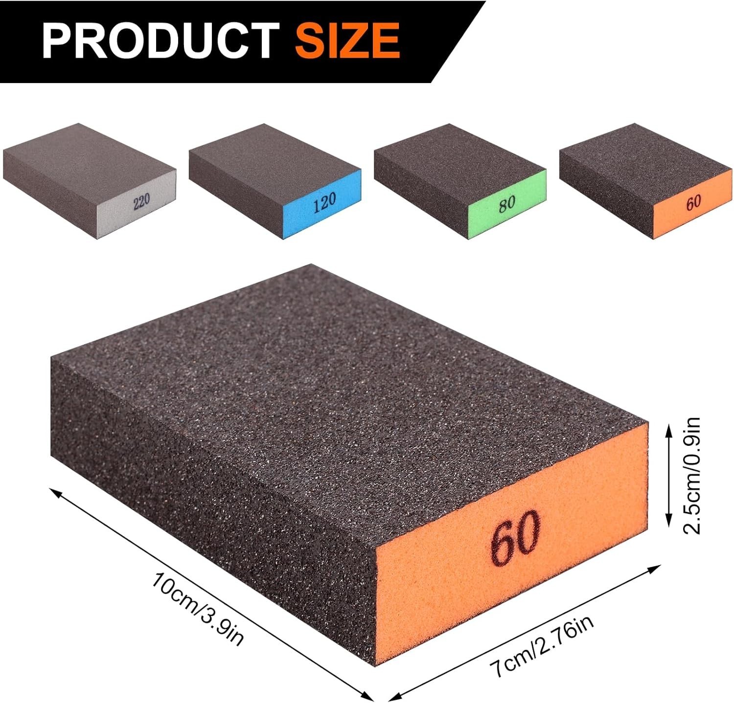 Reusable Sandpaper Sponges 8 Count with 60 80 120 220 Grit for Various Projects