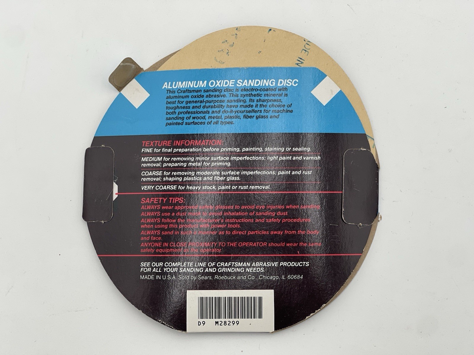 Vintage Sears Craftsman Aluminum Oxide Sanding Discs, Medium And Fine Grit, USA