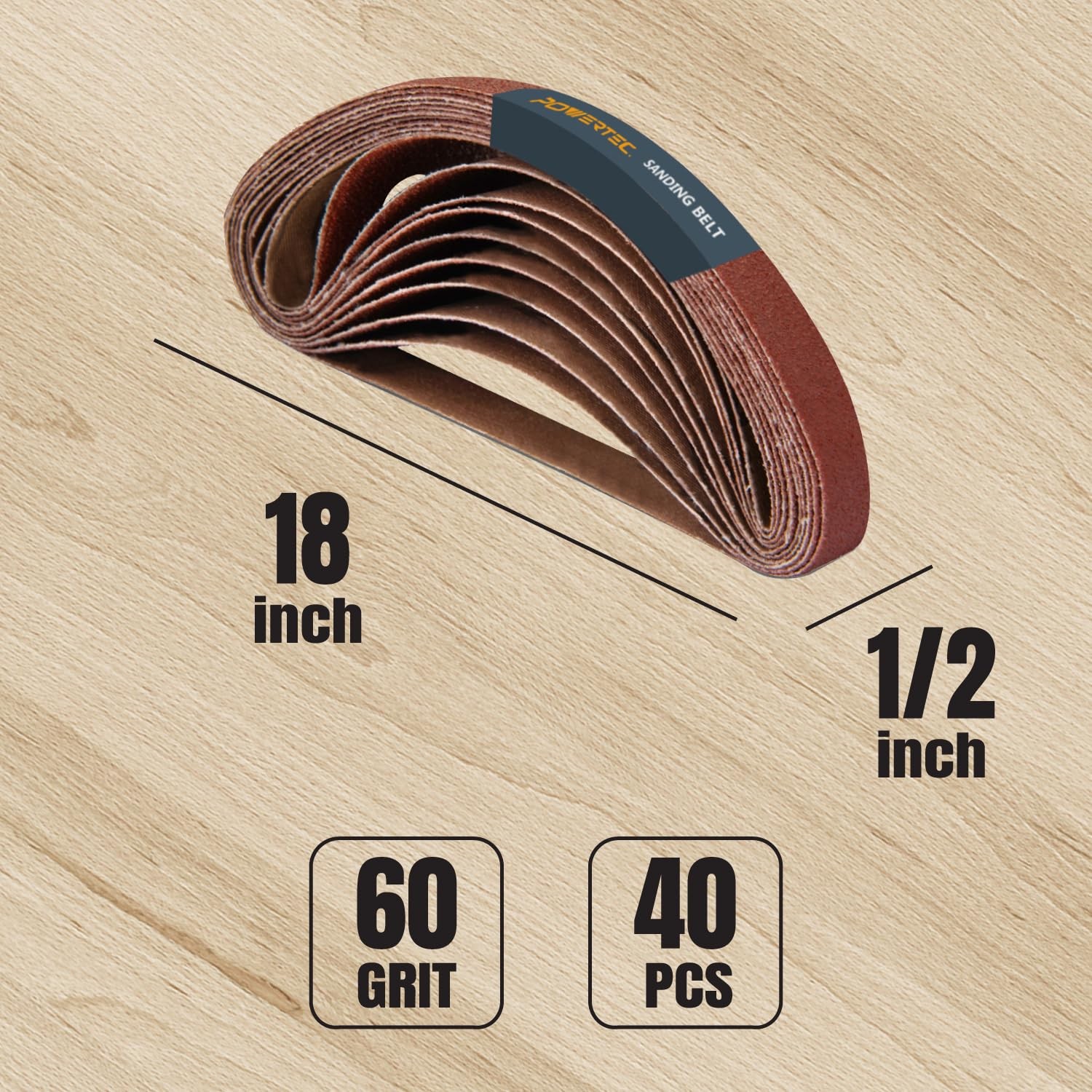 1/2 X 18 Inch Sanding Belts 40pk 60 Grit Aluminum Oxide Belt Sander Sanding Belt