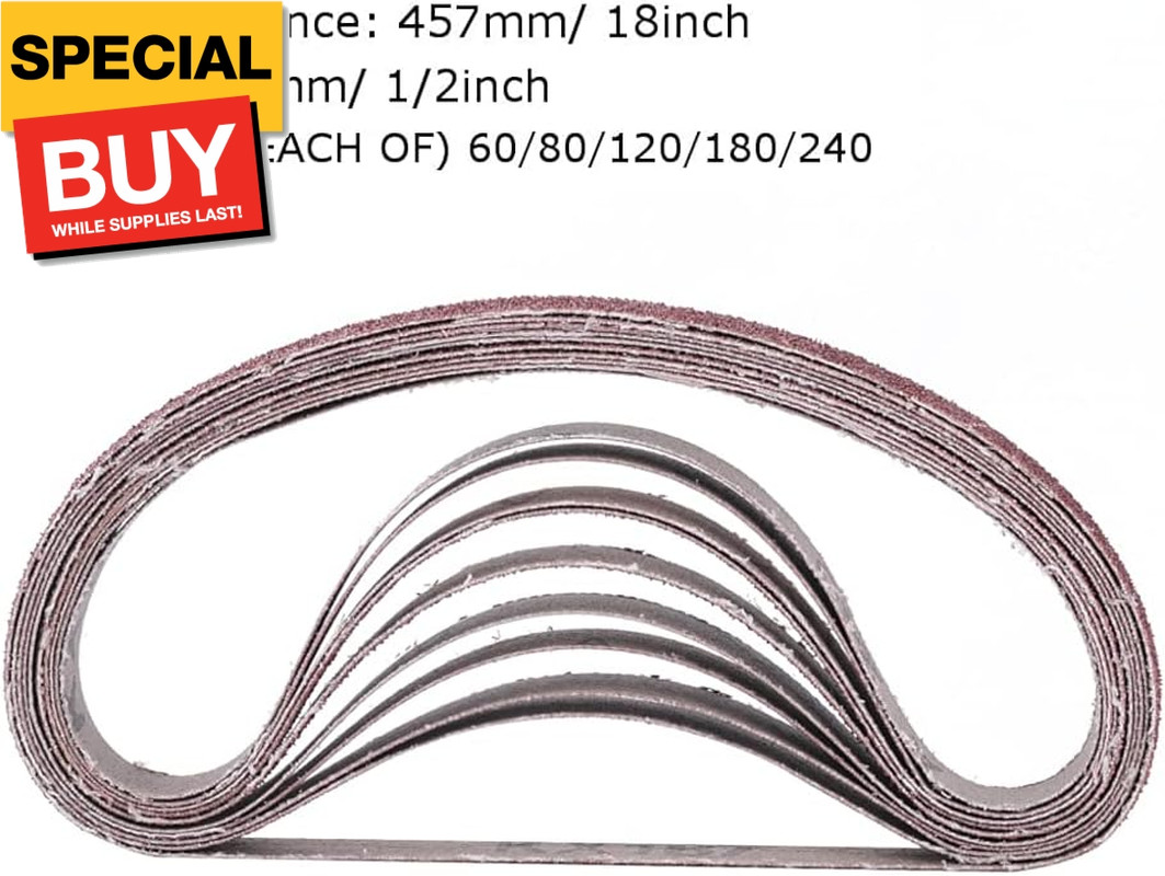 1/2 Inch x 18 Inch Sanding Belts, 8 Each of 60/80/120/180/240 Grits, Belt Sander