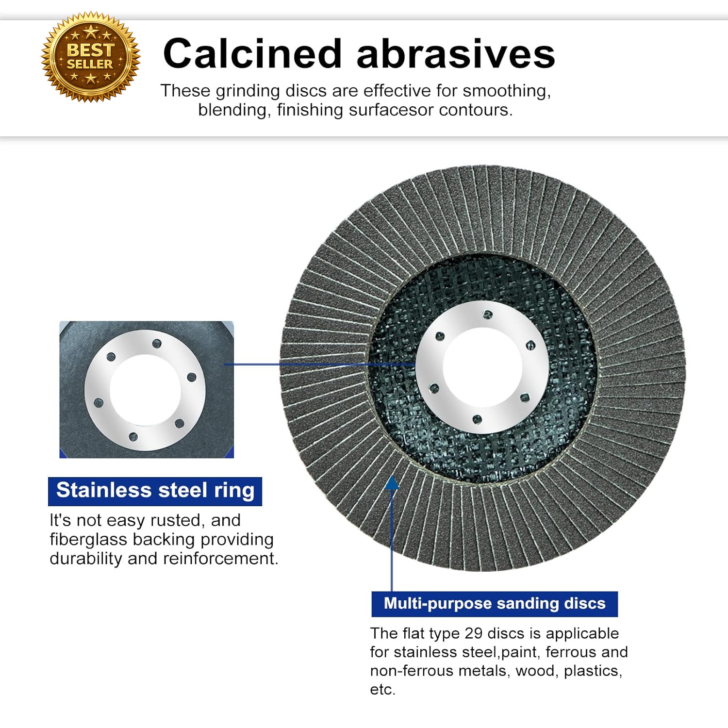 10 Pack 4.5″ Flap Disc 40 Grit 7/8 Inch Bevel Type 29 Grinding Wheel