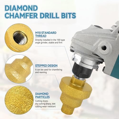 2Pcs Diamond Step Drill Bit, 20mm 35mm 50mm Diamond Core Drill Bit Diamond