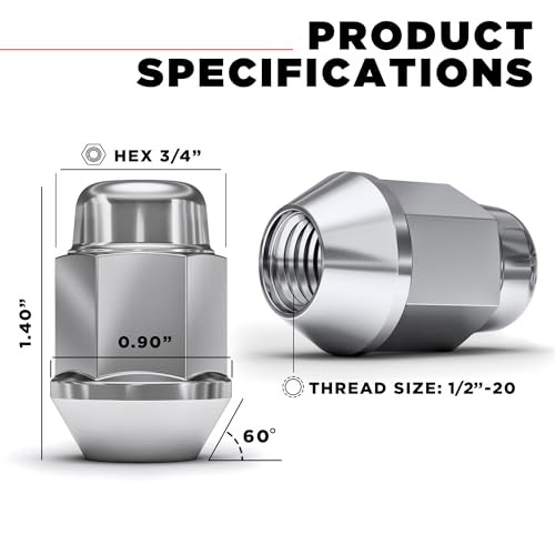 791704SAM Chrome 1/2″-20 Bulge 3/4″ Hex ( Standard ) 16 Lugs + Lock Set CHROME