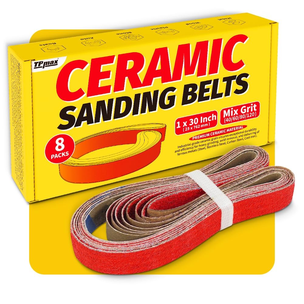 1×30 Inch Ceramic Sanding Belts (40/60/80/120 Grits) – Inch, Red