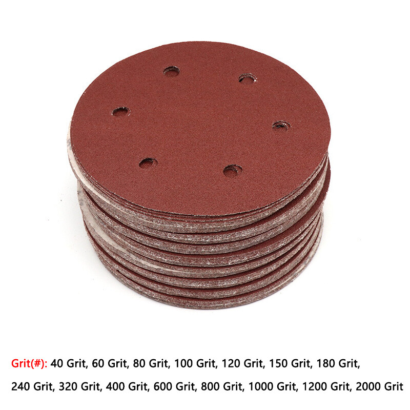 225mm 9″ Sanding Discs 40#-2000# Hook Loop 6-Hole Orbital Sander Paper Sandpaper