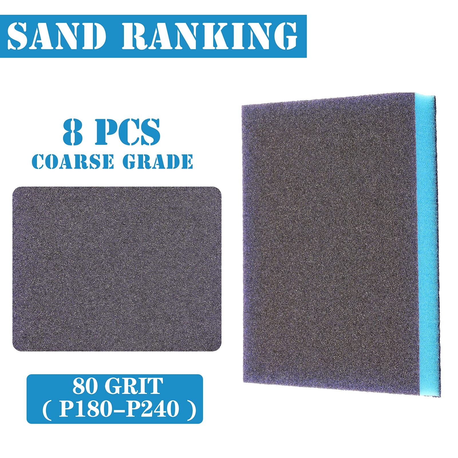 8 PCS 80 Grit Sanding Sponge Coarse Blocks Wet Dry Sandpaper Wood Metal