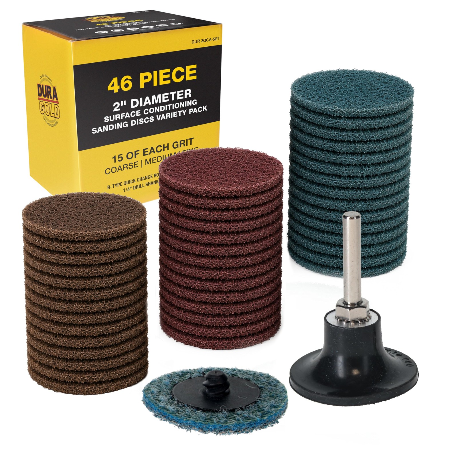 46-Piece 2″ Diameter Surface Conditioning Sanding Discs Variety Pack – 15 Eac…