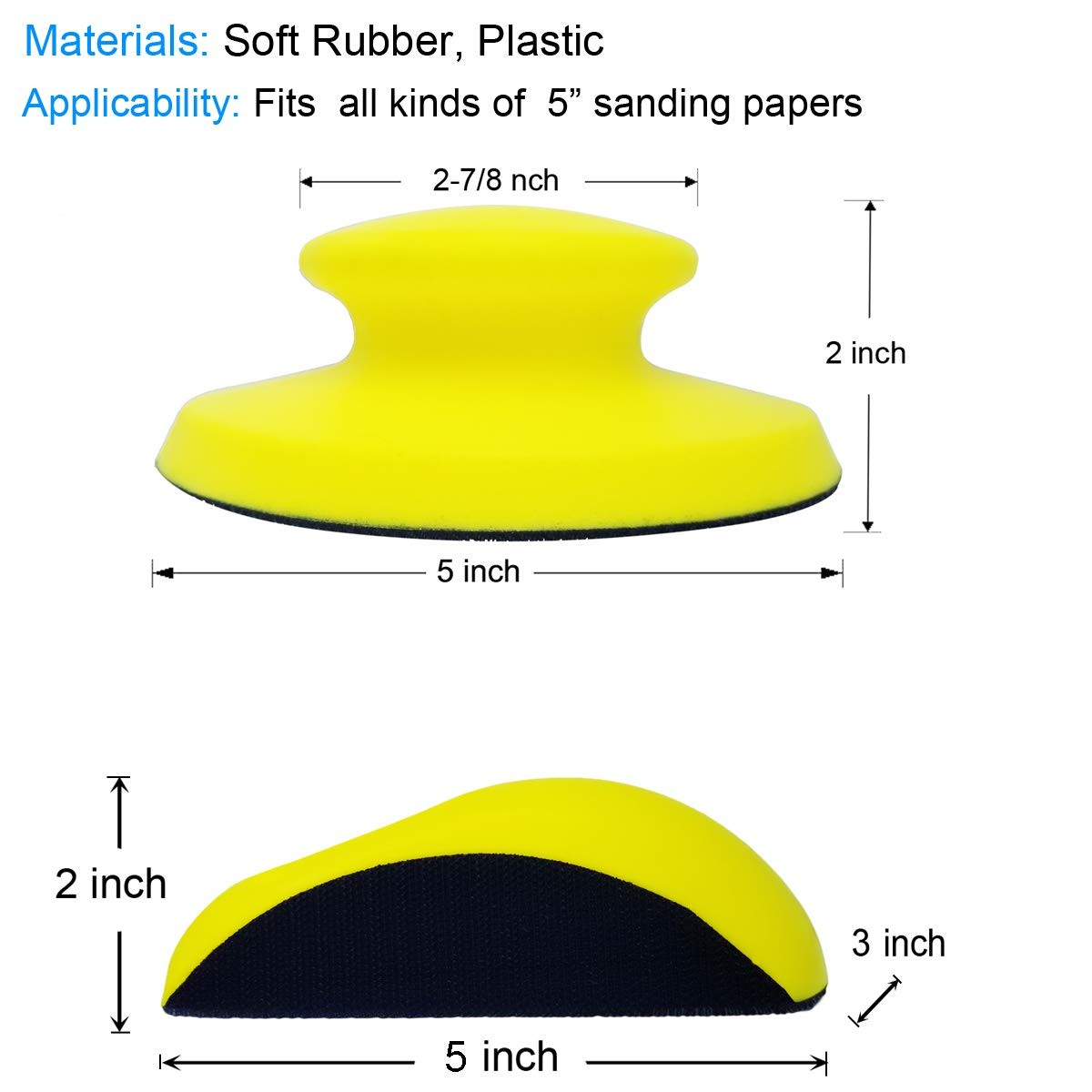 2 Pack 5 Inch Hand Sanding Blocks Round And Mouseshaped For 5 Inch Hook And Loop
