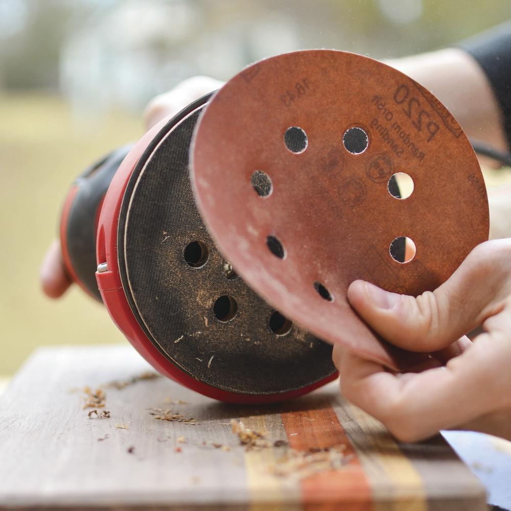5″ 220-Grit Extra Fine 8-Hole Hook & Loop Sanding Disc Orbital Sandpaper 5 Pack