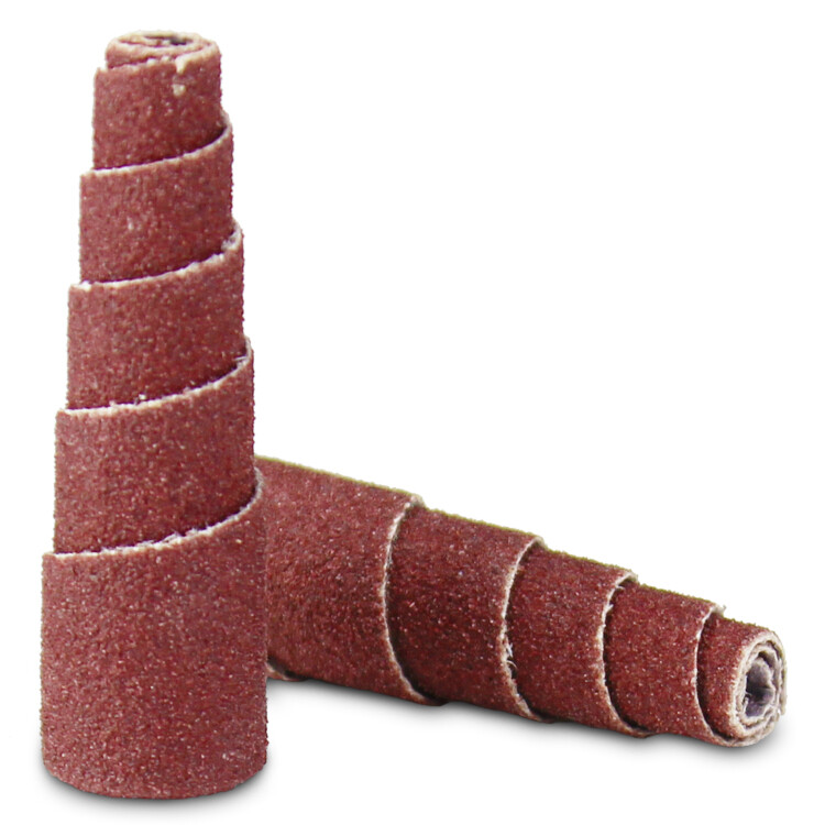1/2″ x 1.5″ x 1/8″ Aluminum Oxide Abrasive Cartridge Roll, Full Taper – 50 Pack