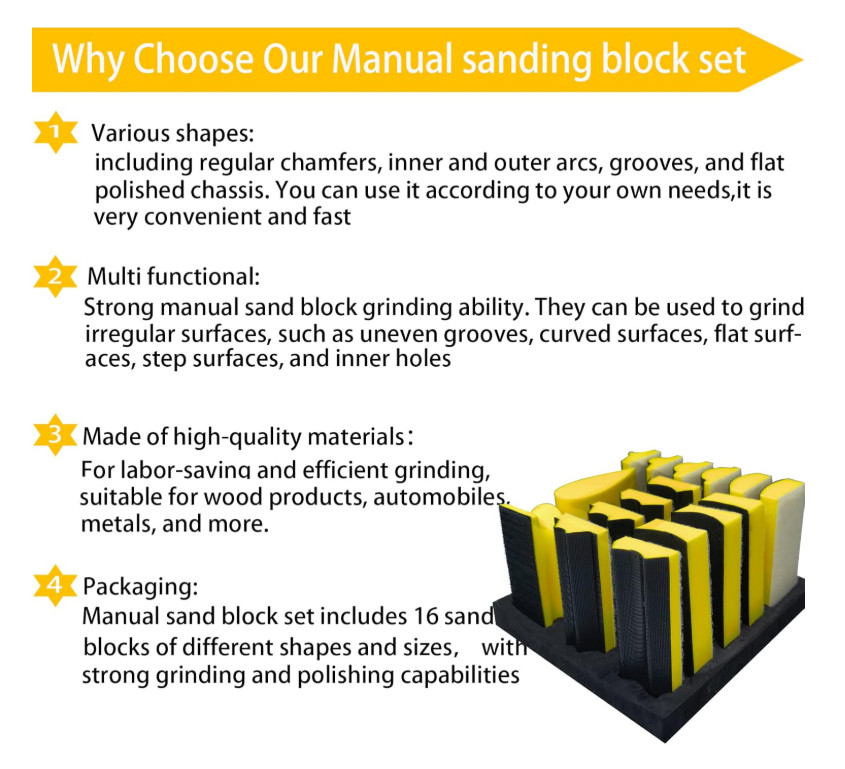 Sanding Block Kit 7 Pieces – Flexible EVA Foam Wet or Dry Auto Body Hand Sanding