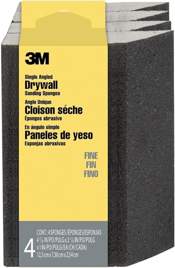Angled Sanding Sponge Fine Grit 4 Pack Wet or Dry Reusable for Corner Detail
