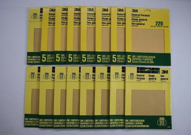 Lot 16 3M 9 inch X 11 inch Extra Fine Paint Wood Metal Sandpaper 5 Sheets 9000NA